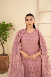 Embroidered Bareezy Cotton Shirt with Chiffon Dupatta Cotton Trouser