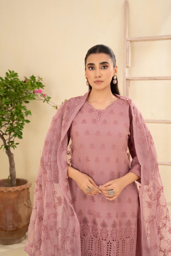 Embroidered Bareezy Cotton Shirt with Chiffon Dupatta Cotton Trouser