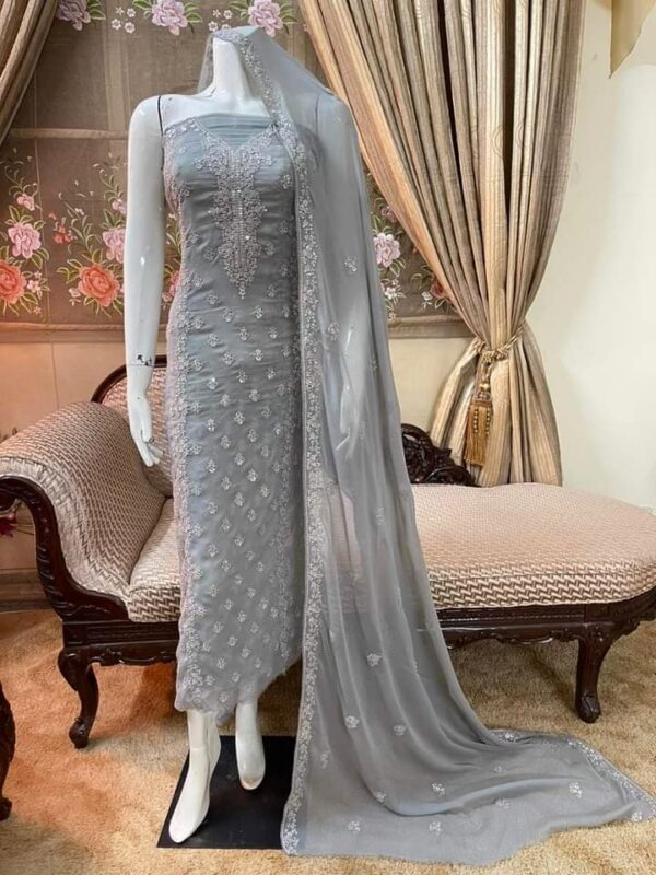 Silver Embroidered Work Suits Collection