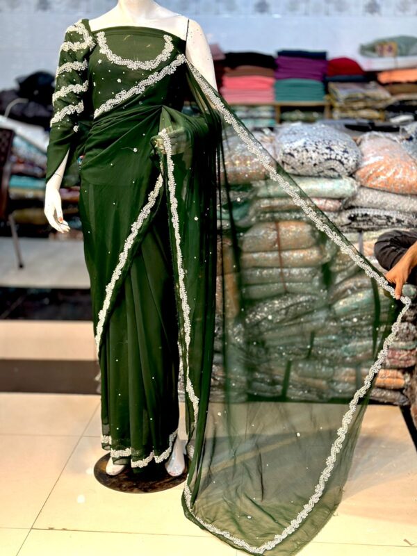 New Arrival Heavy Handwork Chiffon Saree Original Stones