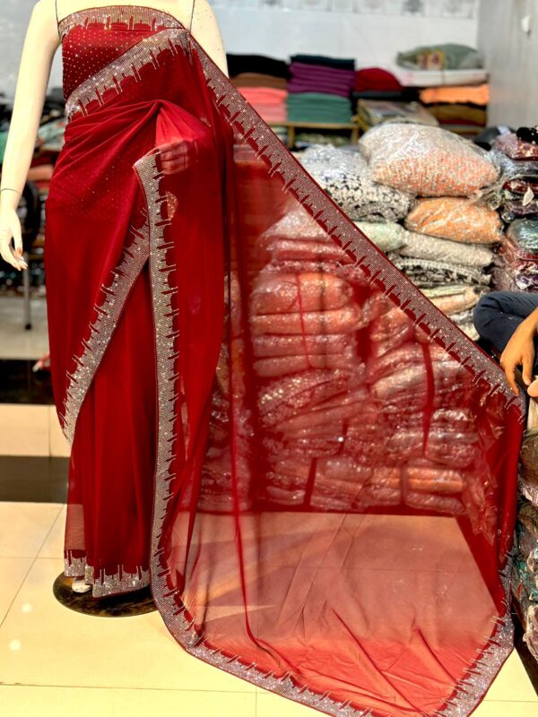 Chiffon Original Korean Stones Work Saree