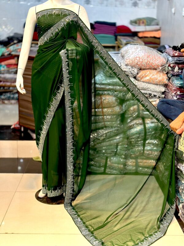 Chiffon Original Korean Stones Work Saree