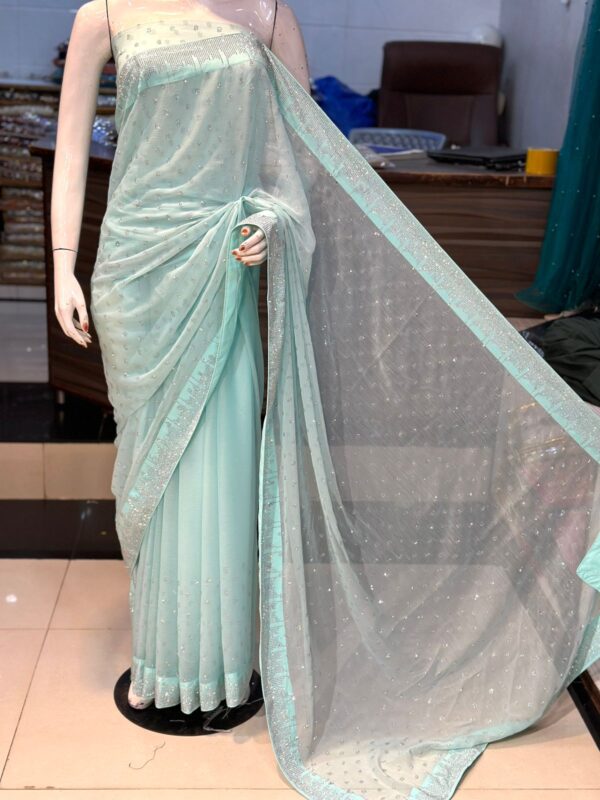 Chiffon Original Korean Stones work Saree By Maryam's Collection