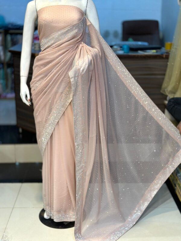 Chiffon Original Korean Stones work Saree By Maryam's Collection