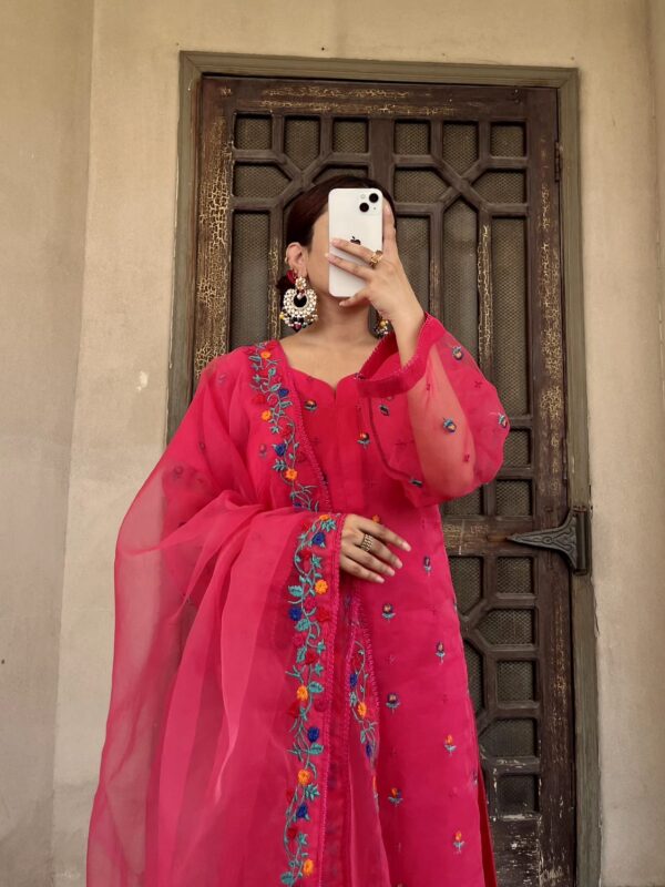 Winter Wardrobe Must-Have Organza Shirt with Silk Pants and Dupatta Maryam’s Collection