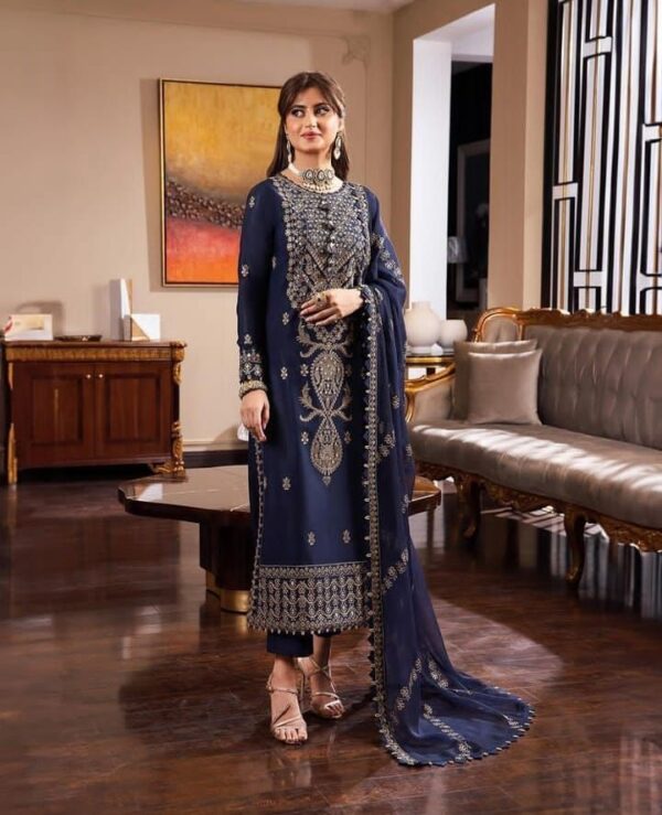 ASIM JOFA Chiffon Embroidered Wedding Unstitched 3pc