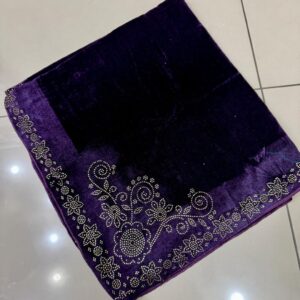 Exquisite Handmade Velvet Shawls with 4Cut DMC Stones