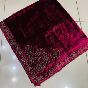 Exquisite Handmade Velvet Shawls with 4Cut DMC Stones