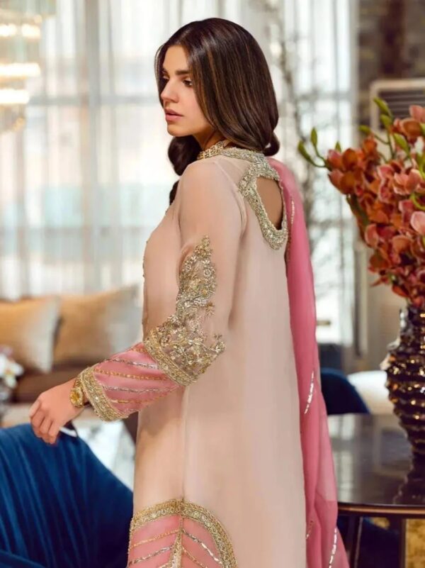 Exquisite Wedding Outfit Embroidered Organza Suit by Sara Rohail Asghar