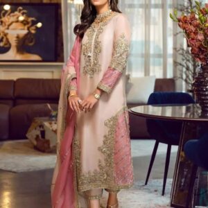 Exquisite Wedding Outfit Embroidered Organza Suit by Sara Rohail Asghar