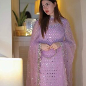 Fancy Collection Heavy Sheesha Pani Work with Soft Chiffon Kattan Silk Trousers