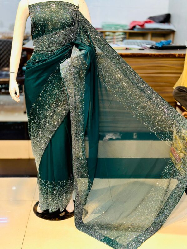 New Arrival Original Korean Stones Work Saree by Maryams Collection