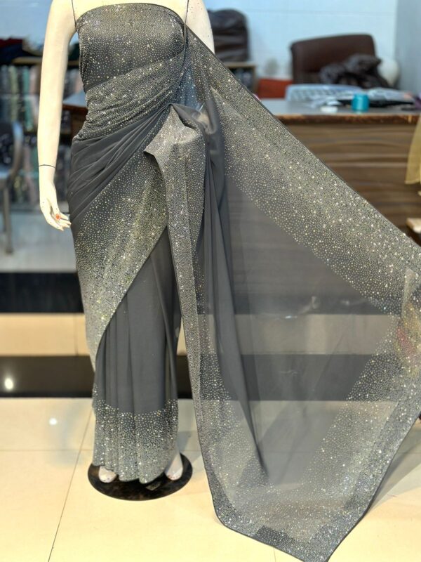 New Arrival Original Korean Stones Work Saree by Maryams Collection