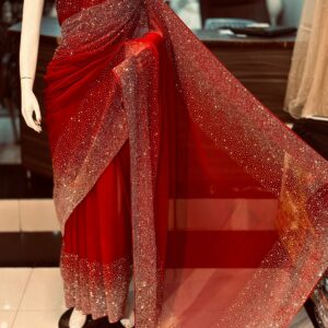 New Arrival Original Korean Stones Work Saree by Maryams Collection