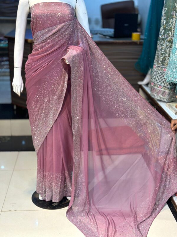 New Arrival Original Korean Stones Work Saree by Maryams Collection