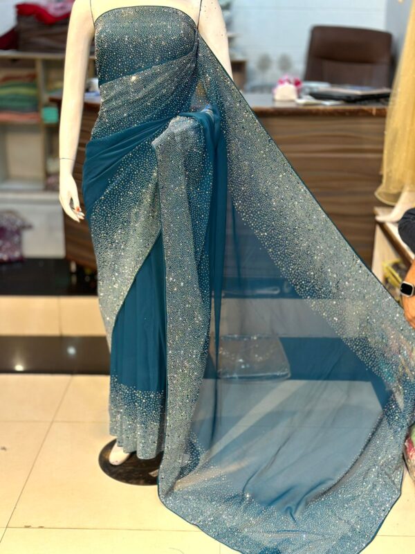 New Arrival Original Korean Stones Work Saree by Maryams Collection