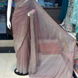 New Arrival Original Korean Stones Work Saree by Maryams Collection