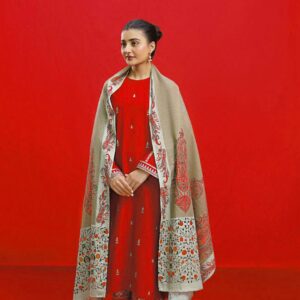 Zara Shahjahan Dhanak Collection Embroidered Suit with Digital Print Shawl