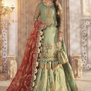 Maria B Wedding Collection Heavy Embroidered Mysori Gharara and Dupatta