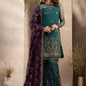 Luxury Sana Safina Sequence Work Outfit Chiffon Garara Set Wedding Unstitched