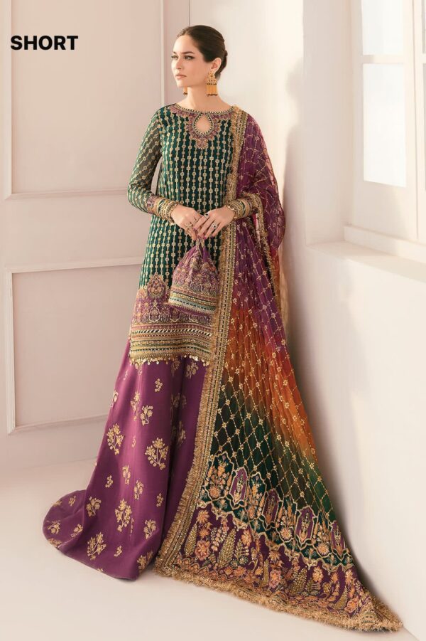 Premium BAROQUE Organza Dress Full Embroidered with Shamoos Silk Trouser